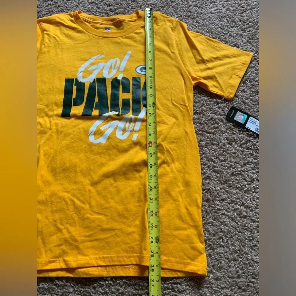 NFL Green Bay Packers Kids T-Shirt Yellow Go Pack Go Boys Size 16 Youth Tee - Picture 8 of 8